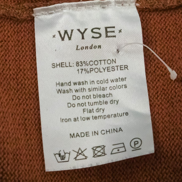 WYSE 5 Size 12 US Selena Rust Orange Shimmer Ruffle Neck Sleeve Button Front Dow - Picture 6 of 7